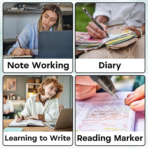 Miniatura 7 de USUAL Paquete de 12 bolígrafos de gel retráctiles de 0.020 in, bolígrafo de tinta negra, punta fina, de secado rápido, de escritura suave,