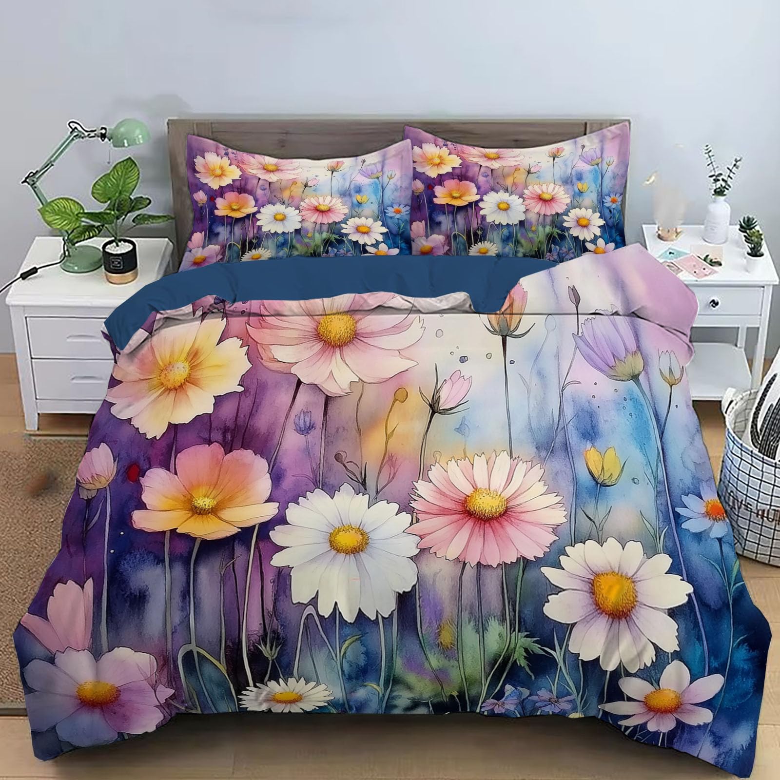 Housse de couette 220x240 rose violet microfibre grand lit double