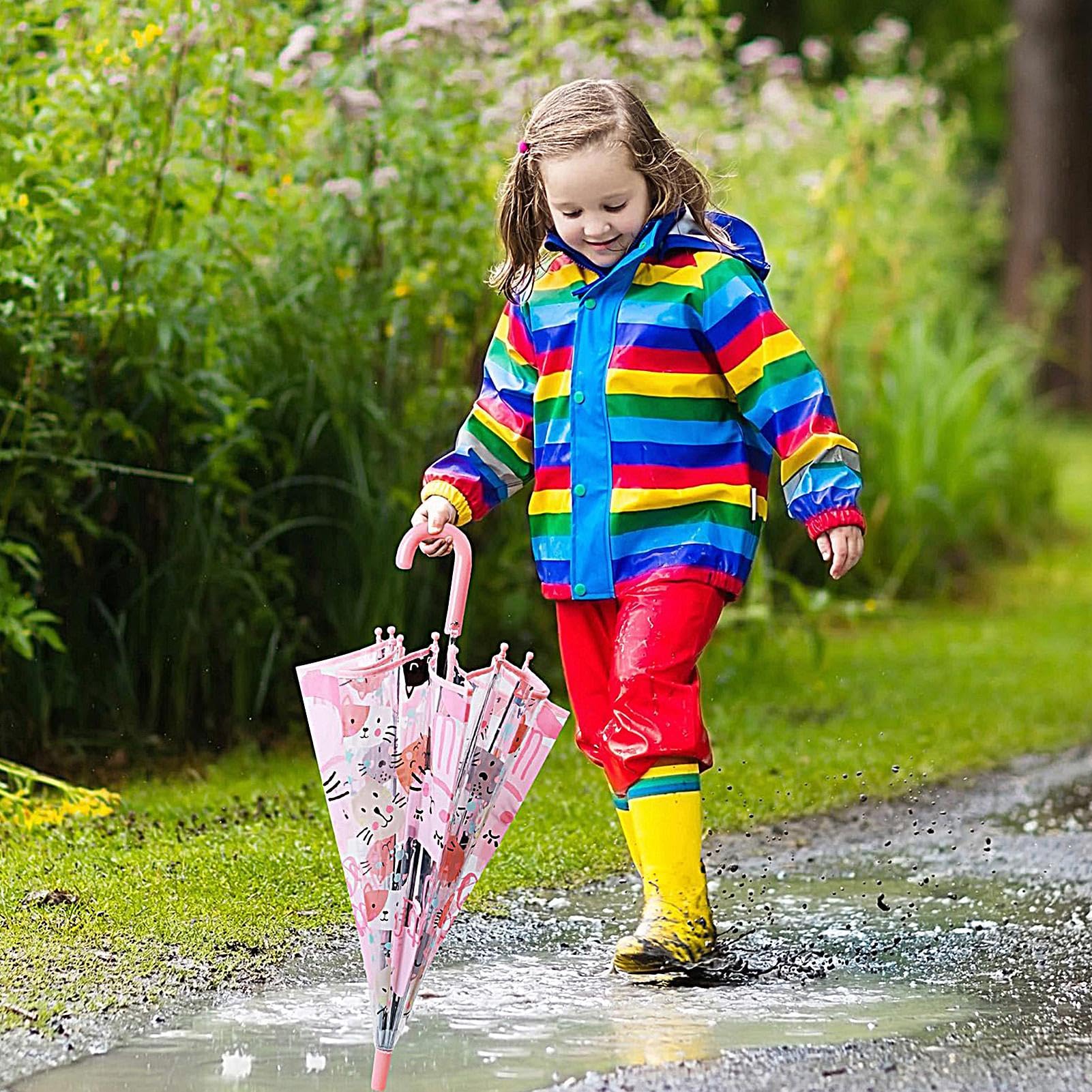 Paraguas transparente,Mango antideslizante, resistente al viento, y - Paraguas para niños y niñas Accesorios camping | para niños niñas al aire libre playa viaje camping picnic paseo diario Pl