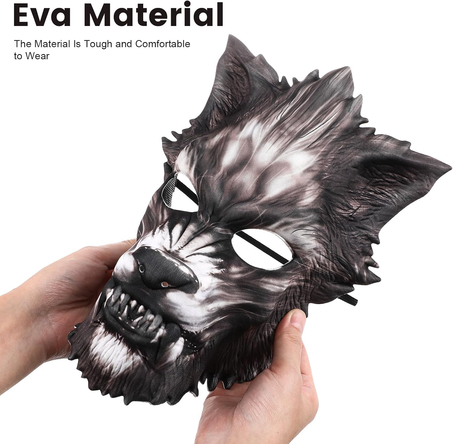 TENDYCOCO Wolf Head Mask - 3D Realistic Werewolf Costume Mask for Halloween Carnival Masquerade and Cosplay Parties Soft Eva Material One Size Fits All