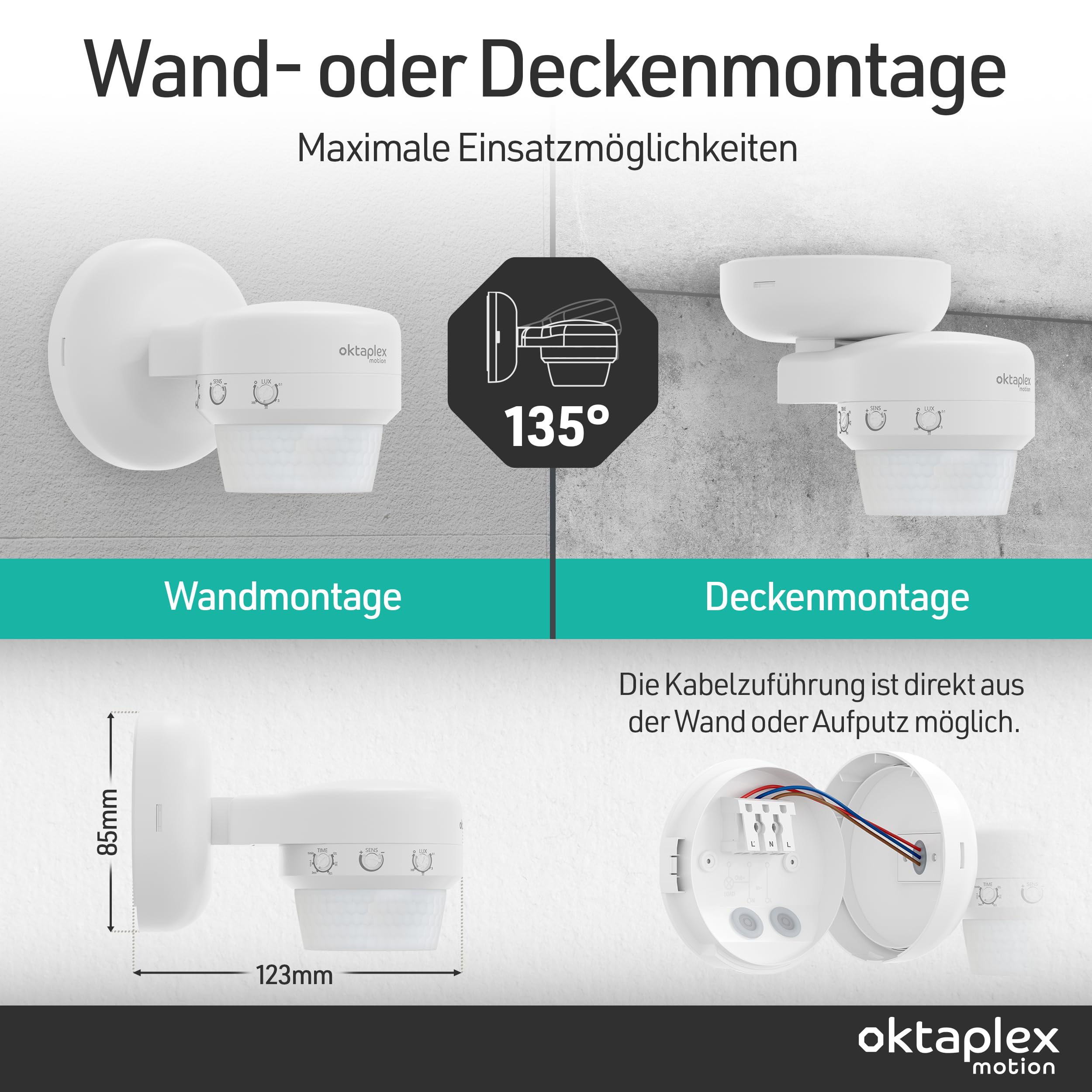 Oktaplex 2er Set Mia Bewegungsmelder schwenkbar weiß