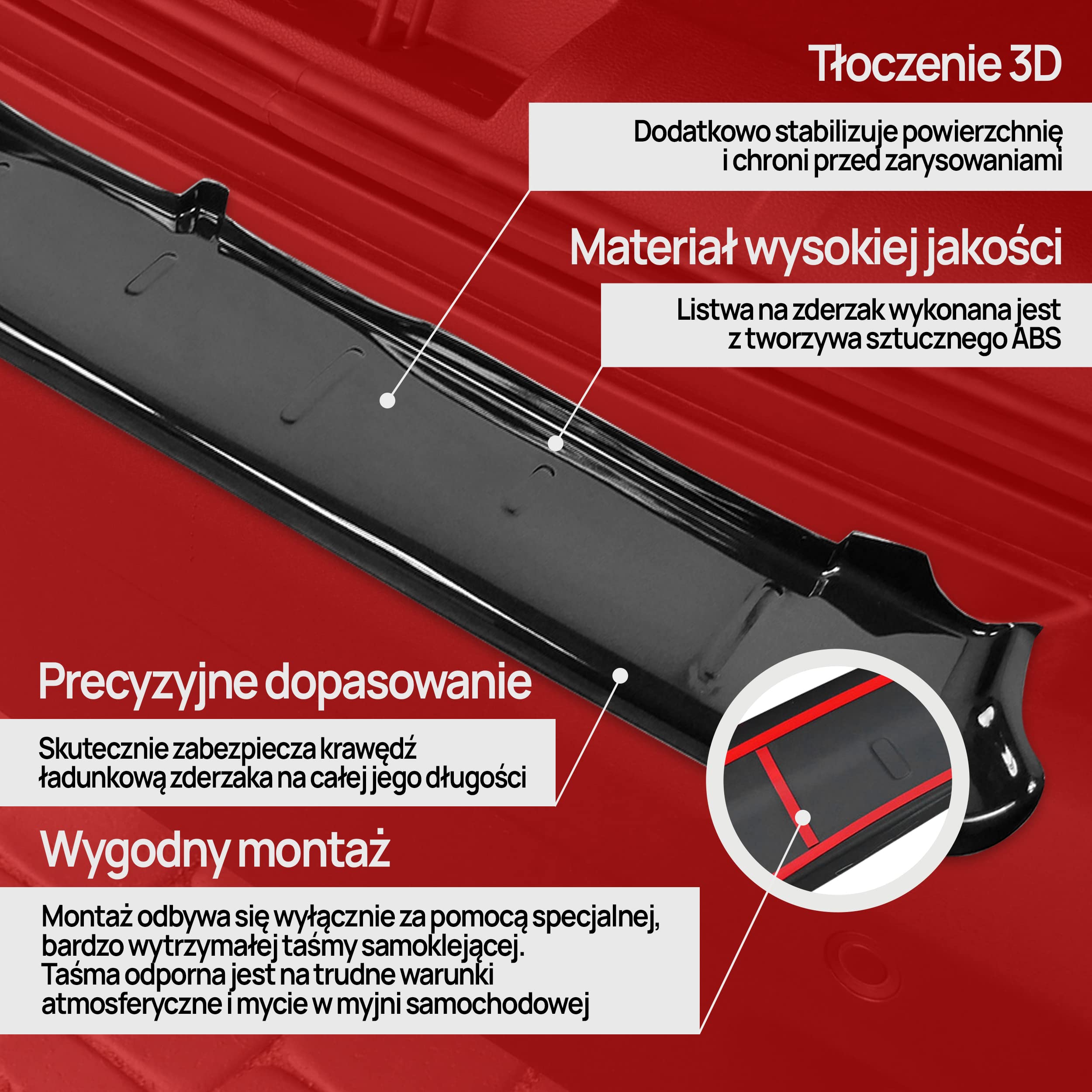 CHROMEMASTER | Listwa Ochronna Tylnego Zderzaka | Pasuje do Peugeot Rifter 2019- | Tworzywo ABS, czarny połysk; Listwa Chroni Lakier Tylnego Zderzaka przed Zarysowaniem i Uszkodzeniem