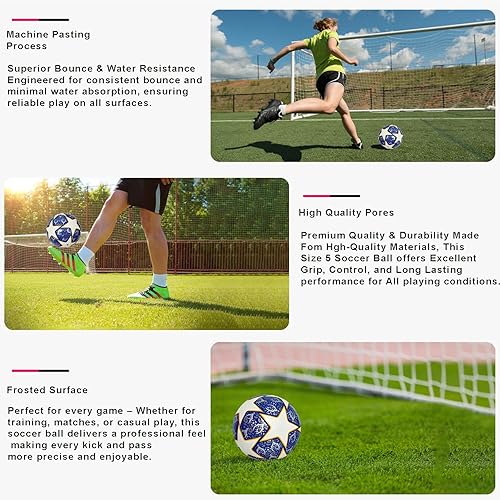 Miniatura 3 de Champion League - Balón de fútbol tamaño 5  Pelota de réplica Pro Match, pelota de fútbol de piel sintética duradera para entrenamiento, partidos y