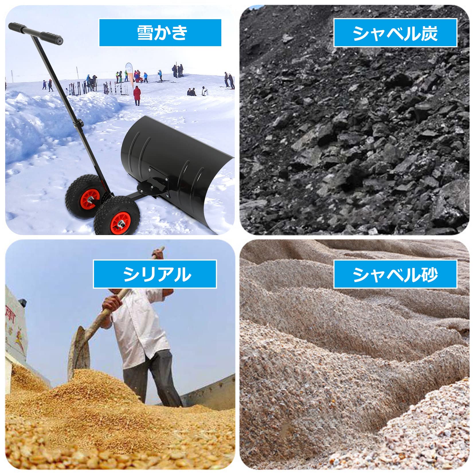 Pala De Nieve, Empujador De Nieve Rodante De Alta Resistencia con Placa Grande para Quitar Nieve, Herramienta De Quitación De Nieve con Doble Mango Y Ruedas Antideslizantes para Ca