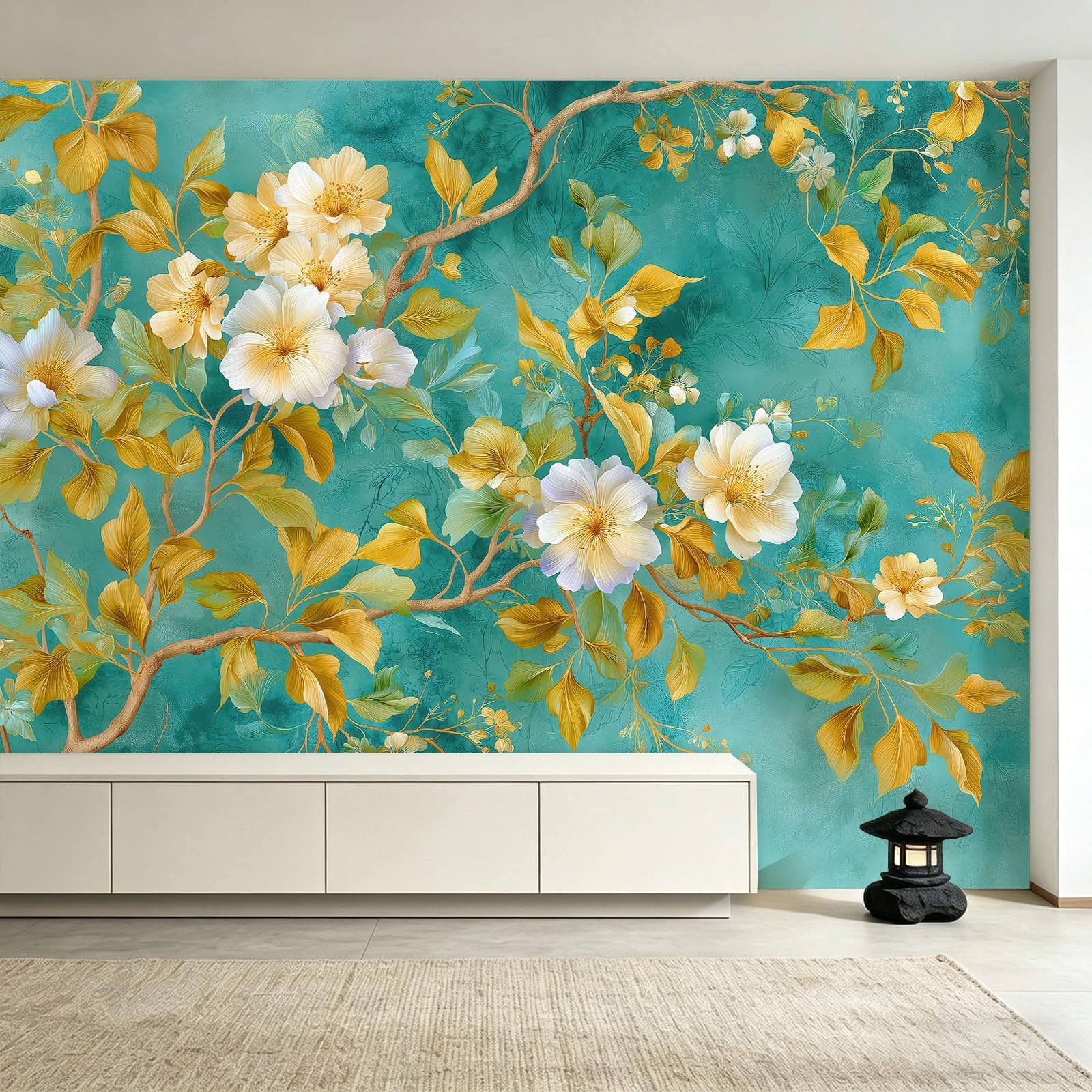 WTD - Papel pintado fotográfico (300 x 210 cm), diseño de acuarela, color verde