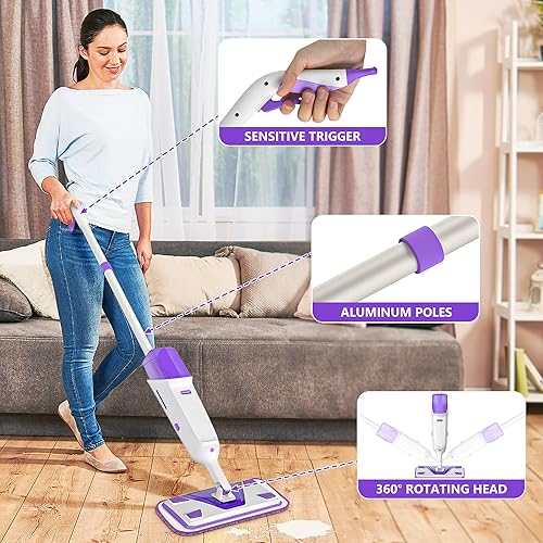 Miniatura 3 de Serie de trapeador de doble botella  Enspoway - Trapeador de polvo con almohadillas lavables x3 para limpieza de suelos de cerámica para el hogar,