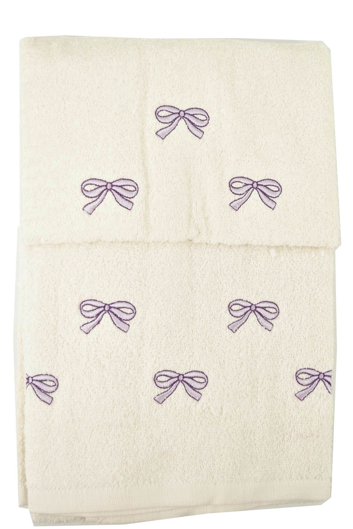 Manifattura ToscanaTowels with Embroidery, Api, Flakes, Sponge, Ivory White - Purple, Flakes