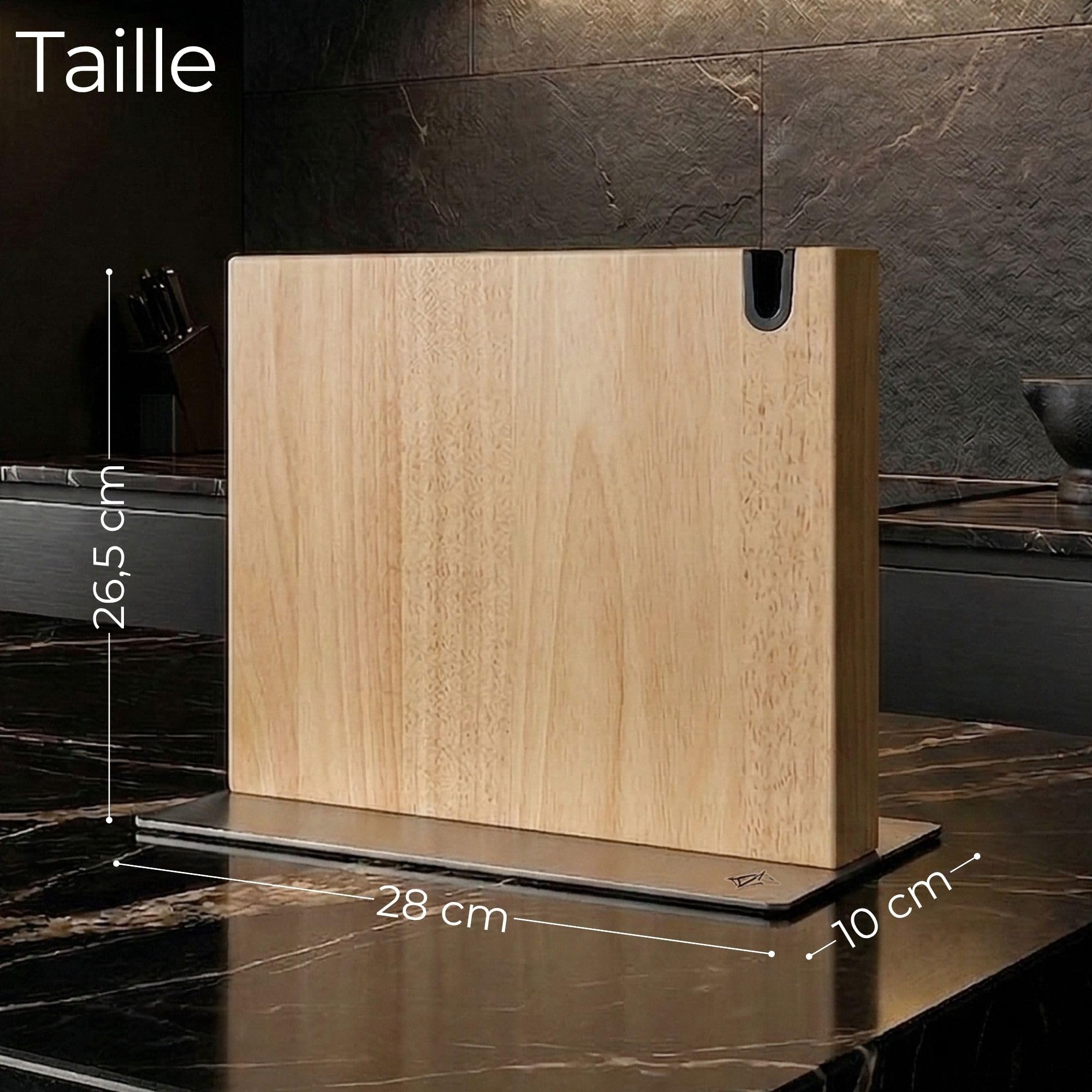 Porte Couteaux Magnétique Cuisine XL avec Aiguiseur Support Magnétique Couteaux Cuisine fabriqué en Bois Massif Bloc Couteaux Magnétique Rangement Couteaux Cuisine Robuste et Élégant (Chêne)