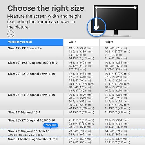 Vista 13 de VINTEZ Protector de pantalla de luz azul para monitor de computadora y portátil de 26, 27 pulgadas, película de bloqueo de luz azul anti-UV para PC