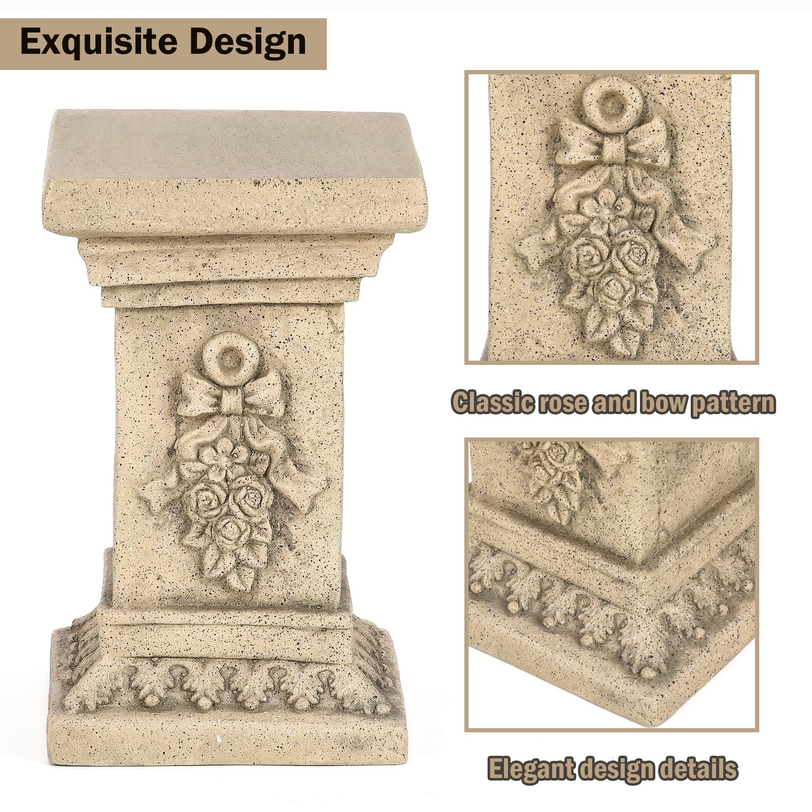MgO Garden - Piedistallo da giardino da 48,3 cm, con design a fiocco