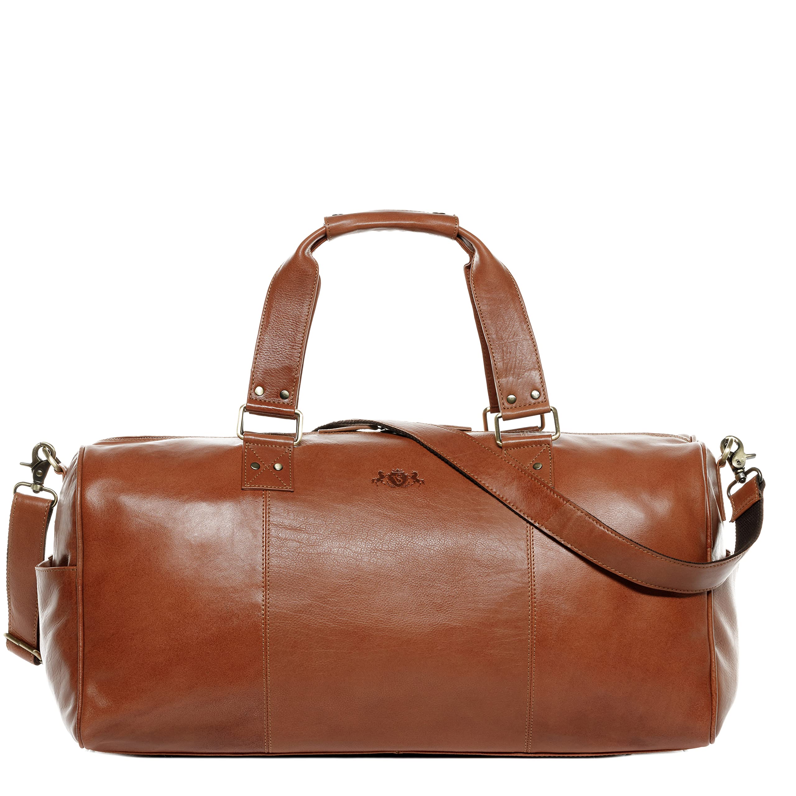 SID & VAIN große XL Reisetasche echt Leder - Sporttasche groß Linus XXL - Weekender Handgepäck Herrentasche mit Schultergurt - Ledertasche Herren braun handgefertigt