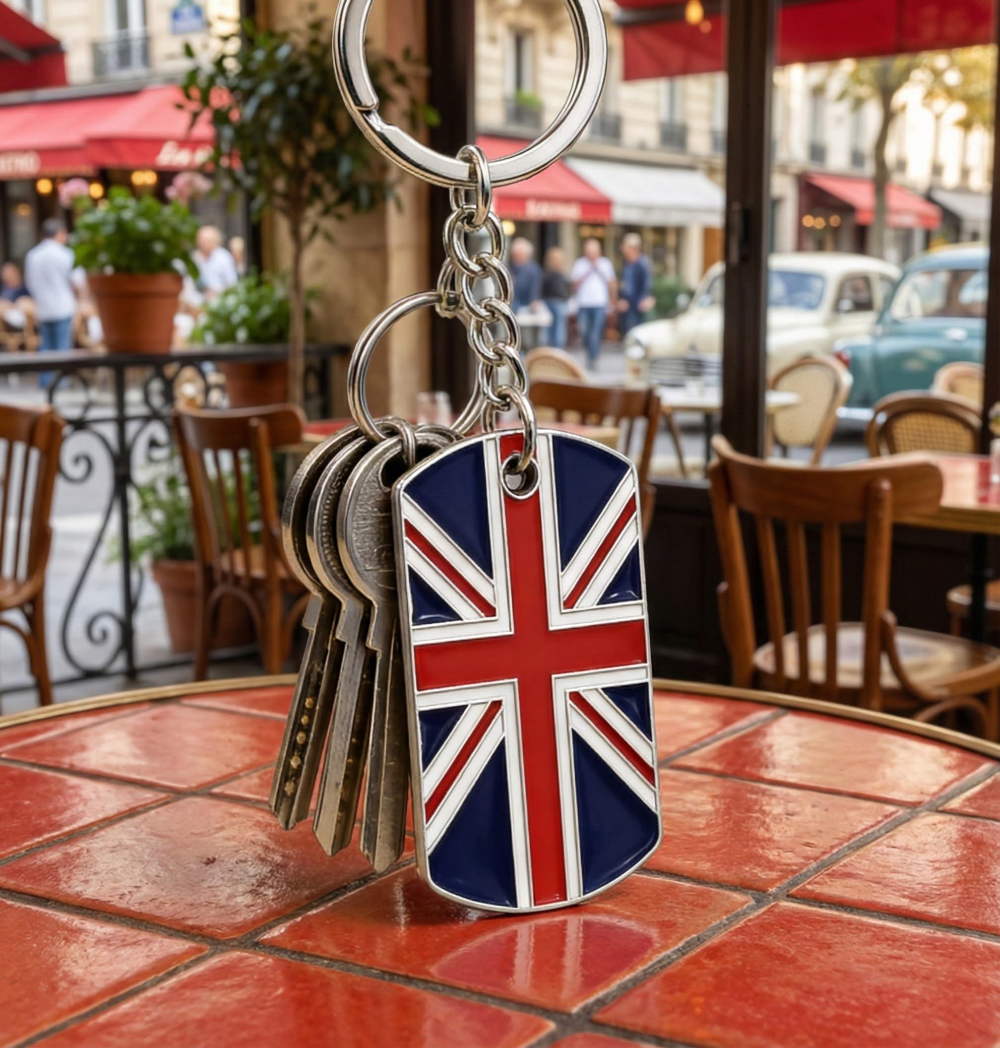 Union Jack Flag Keychain – British UK Flag Key Ring Pendant for Car, Bag and Travel Accessories – Mini Cooper Keyring, Metal Souvenir Charm for Birthday, New Year and Special Gifts — view 3