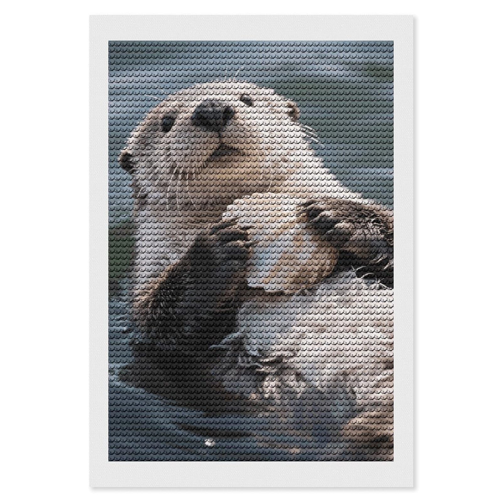 FodPand Sea Otter 5D Diamond Painting Kits for Adults Beginners Full Drill Round Diamond Dots Pictures Gem Art Supplies for Home Wall Room Decoration DIY Craft Set Gift 8x12