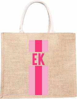 Personalized Burlap Tote Bag with Name Custom Beach Bag Gift Bag with Monogrammed Initials Custom Jute Bag for Bridesmaid Gift bachelorette gifts Straw Bags Girls Trip Gift
