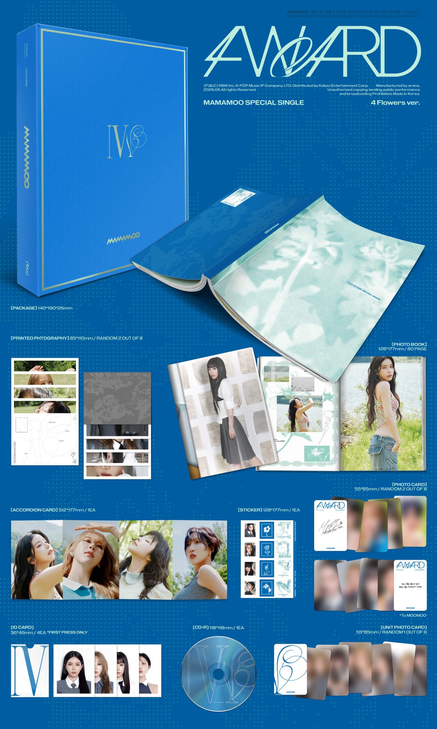 MAMAMOO 4WARD Album [4 FLOWERS ver.]+Pre Order Benefits+BolsVos Exclusive Idol-Inspired Digital Merches