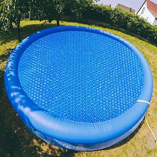 Capa de piscina aquecida, (azul) Capa de piscina de calor solar redonda de 1,5 m, reduz a evaporação de água mantém a água aquecida, coberturas de piscina solares para piscinas subterrâneas