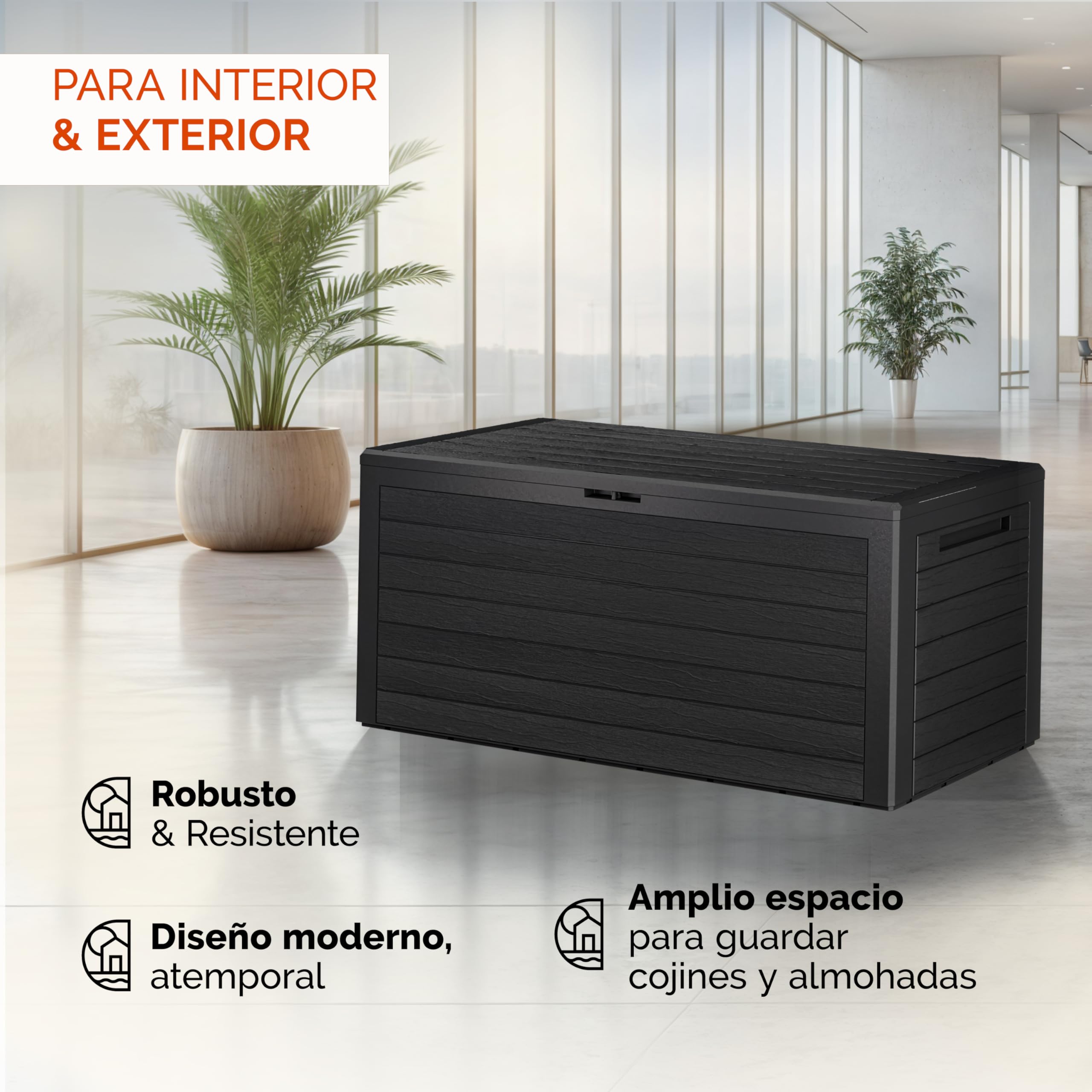 CASARIA® Baúl de Almacenamiento Arcon de Jardín Exterior Cofre de Cojines 280L 116x43x55cm Antracita