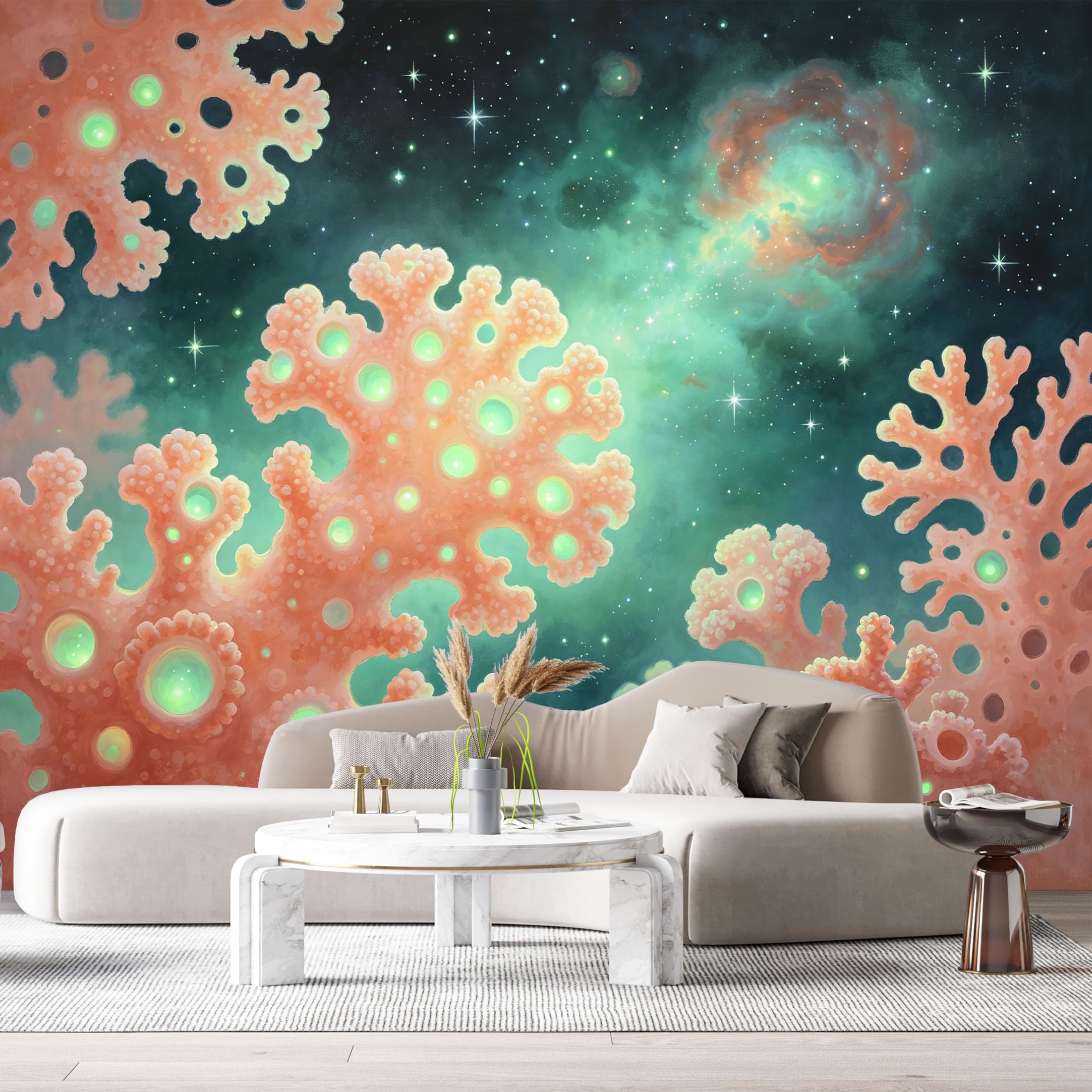 Custom Size Wall Murals Abstract Celestial Glowing Nebula Starry Space Oil Painting SelfAdhesiveWall Fabric Removable Wallpaper Wall Decor for Living Room Bedroom Bathroom