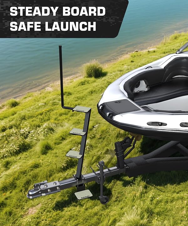 Autoholic Boat Trailer Step 4 Step with Handle Non-Slip Step Fit for Trailer Tongue Safer Easier for People of All Ages Board Boat Trailer Stability Reduce Slip Glow in Dark Climbing Assist by Autoholic - Image 5
