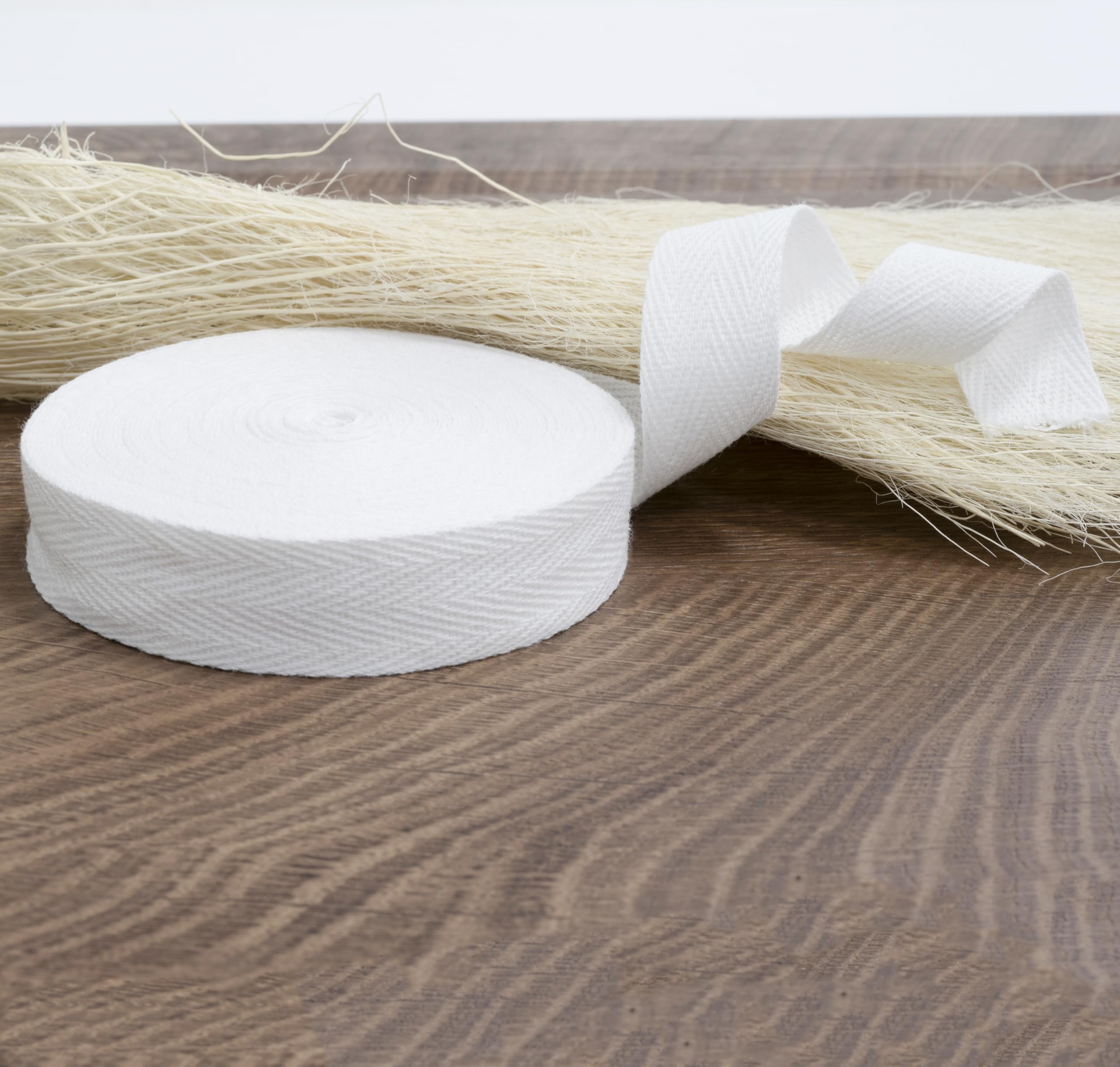 Cinta De Sarga De Algodón Color Blanco De 9 Metros X 25 Mm, Ideal Para Manualidades, Envolver Regalos, Decoración De Ropa Y Proyectos Creativos De Costura