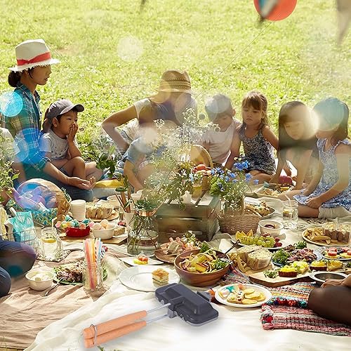 Miniatura 7 de Máquina de sándwiches calientes, tostadora de doble cara para perros calientes, sartén antiadherente con mango extraíble para panqueques de