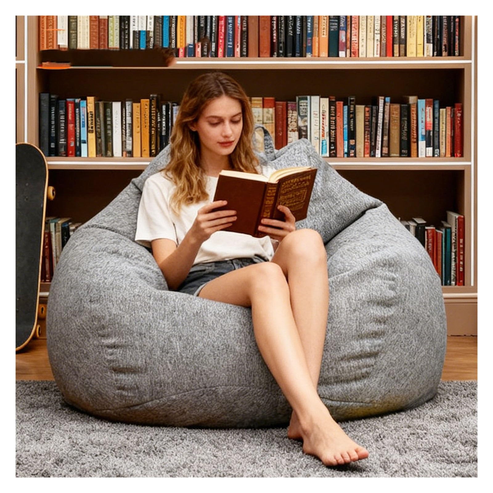 Pokrowiec na worek fasolowy z lnianej bawełny(Light grey,D100cm-cover-adults)