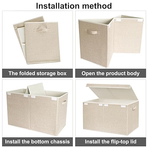 Miniatura 5 de VERONLY Caja grande de juguetes con tapa, cajas plegables para juguetes para niños, cestas organizadoras con asas para niños, niñas, guardería, sala