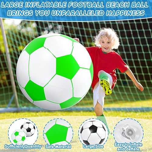 Miniatura 10 de 2 pelotas de fútbol inflables gigantes de 3 pies, grandes inflables de fútbol, pelotas de playa gigantes, juguetes de fiesta para actividades al
