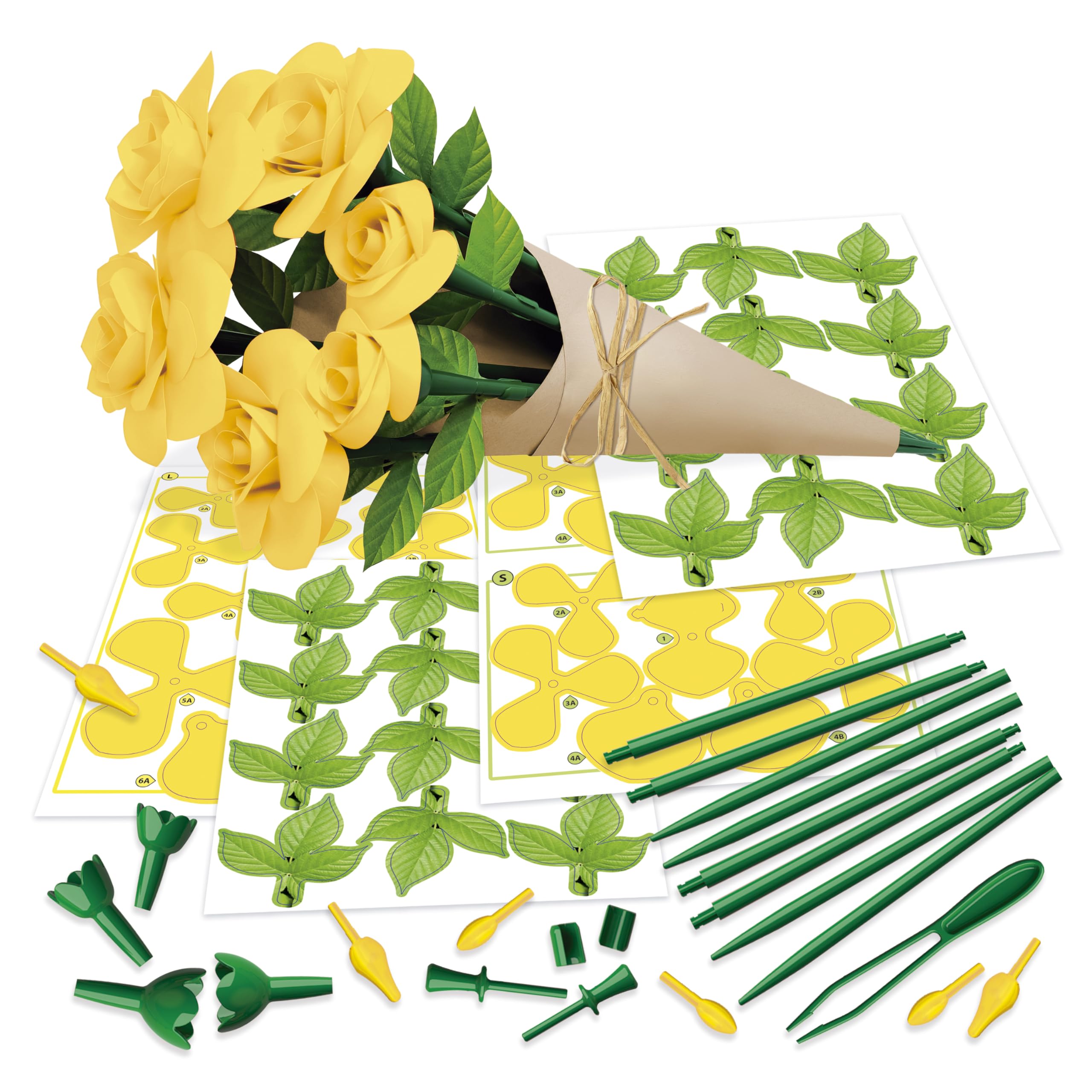 Educa - Ramo 6 rosas amarillas Floral Art | Kit de manualidad para realizar seis rosas de papel sin necesidad de pegamento, ni tijeras. A partir de 14 años (20422)