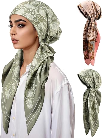 AWAYTR Pretied Head Scarf for Women - 2 Pack Soft Chemo Headwear Turbans