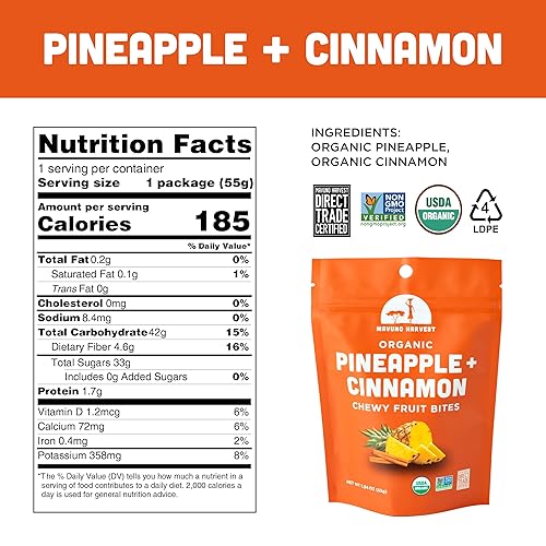 Miniatura 3 de Mavuno Harvest Bocadillos de frutas orgánicas  Bocados de fruta masticables  Alimentos saludables para niños y adultos  De origen ético, sin OMG,