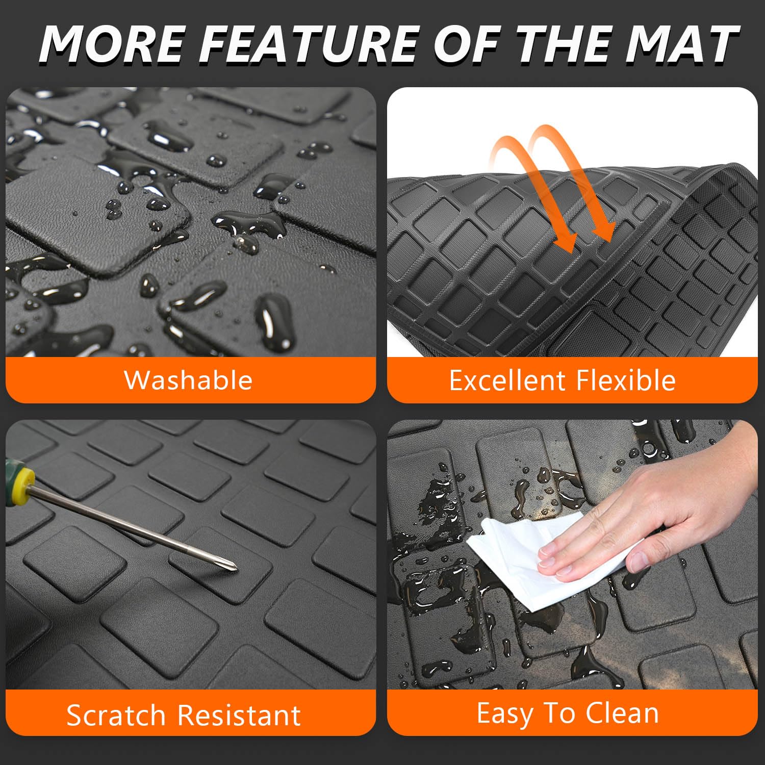 Floor & Cargo Mat Set For 2017-2025 Jeep Compass | TPE Material Trunk Liner + Backrest Protector