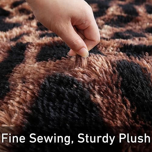 Miniatura 4 de CRUGZ Alfombra de área con estampado de leopardo de 5 x 7 pies, ultra suave, con estampado de guepardo, para sala de estar, dormitorio, habitación