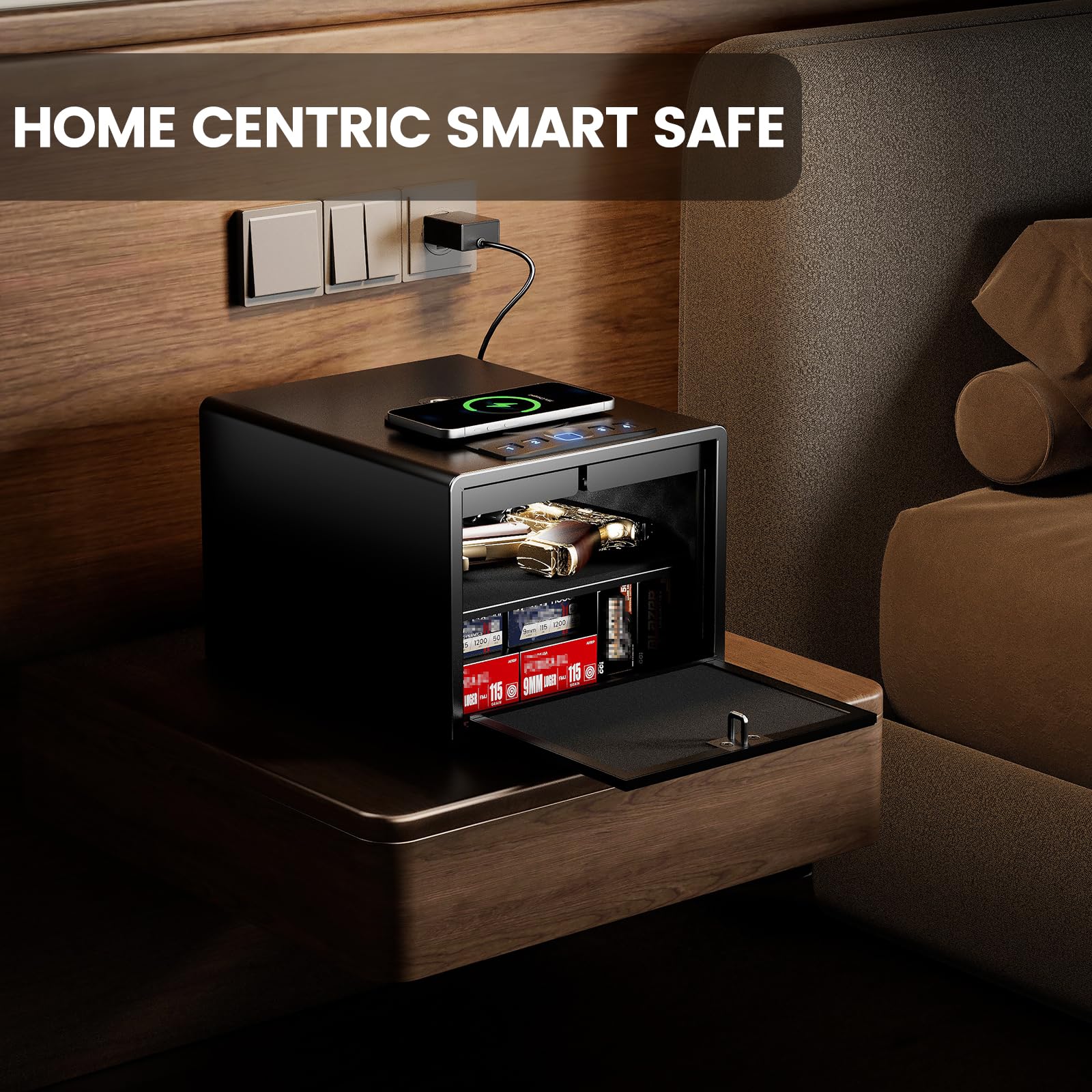 Grimtron Biometric Safe Box - (0.77 Cu. Ft.) Coffre Fort With Silent Mode, Backlit Keypad And - View #12