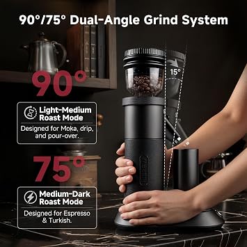 HiBREW G5A Espresso Coffee Grinder, 36 Setting, 48mm CNC Conical Burr,Black