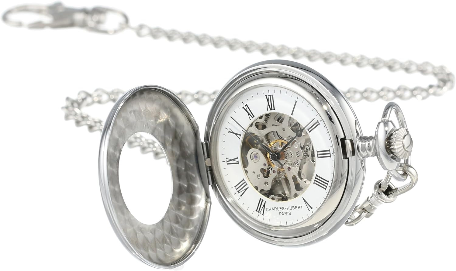 Charles-Hubert, Paris Stainless Steel Mechanical Pocket Watch
