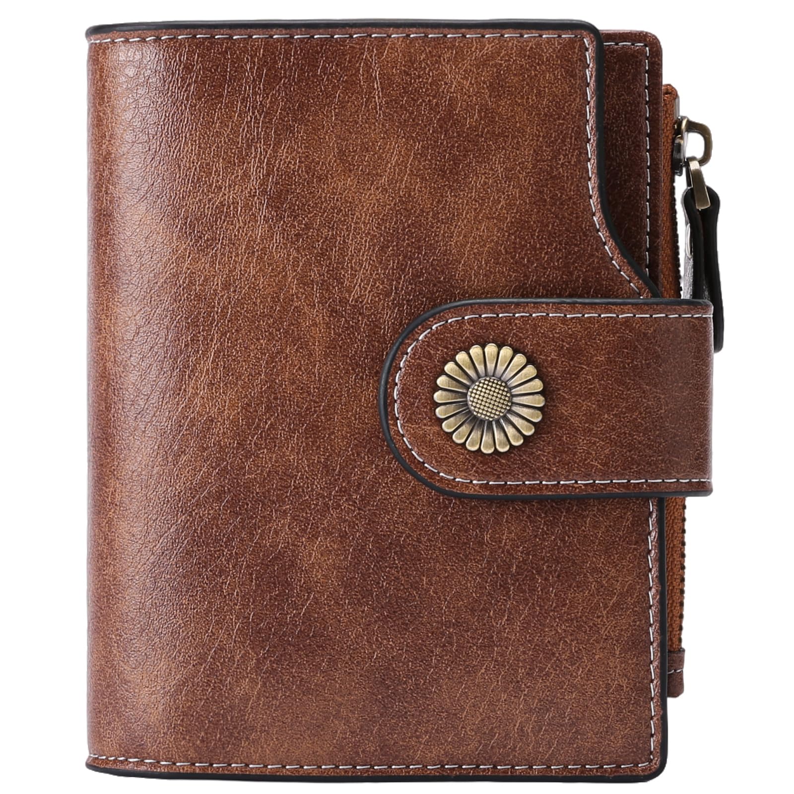 FALAN MULE Portemonnees voor vrouwen RFID-blokkering kleine compacte tweevoudige damesportemonnee met rits muntvak dames portemonnee met ID-venster, Blauw