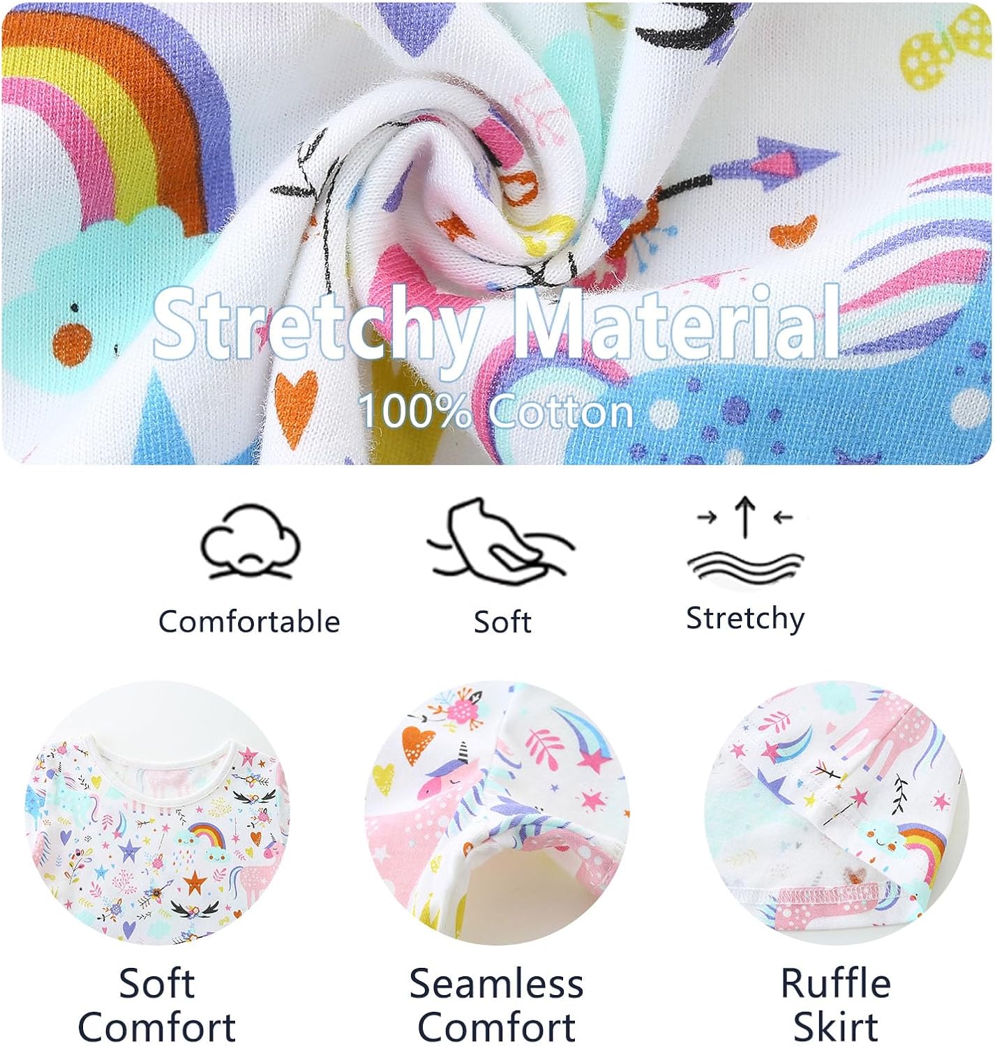 BeiVSlley Toddler Girls Dresses 3-Pack | Cotton Short Sleeve Summer Dress with Twirl Skirt | Cute Cartoon Sundress 2-7T - Image 2