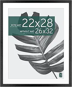 MCS Studio Gallery 26x32 Matted Poster Frame with 22x28 Picture Display, Black Woodgrain Vertical & Horizontal Wall Hanging Large Picture Frame for Photos, Posters & Art Prints (1-Pack)