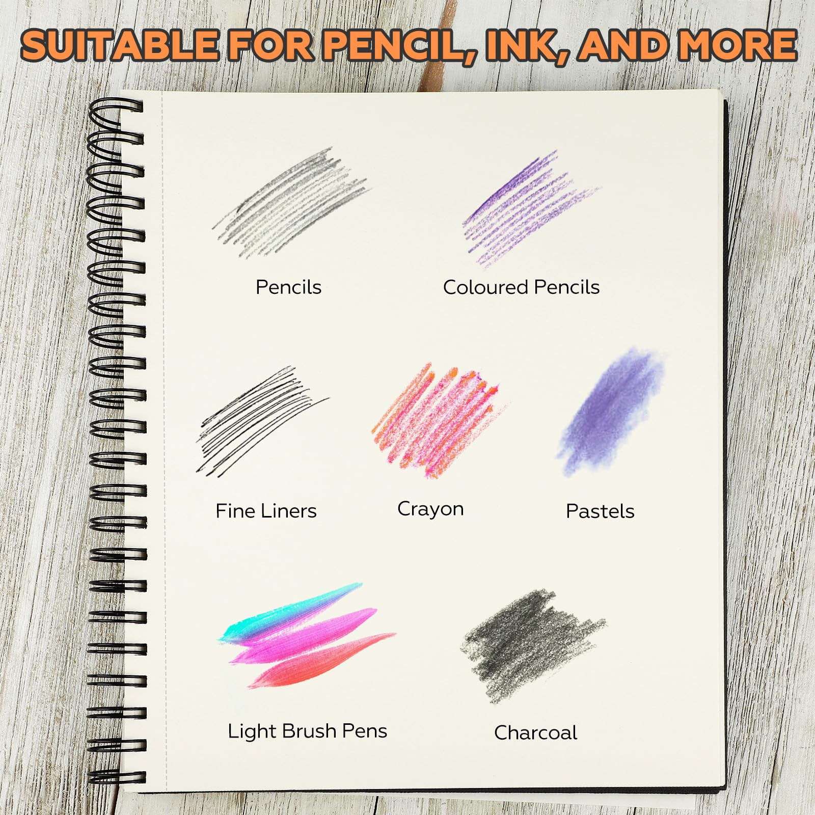 Paquete de 2 cuadernos de bocetos de tapa dura de 5.5 x 8.5 pulgadas y 1 paquete de 9 x 11 pulgadas, 3 paquetes de 80 hojas (68 libras/100 g/m²), cuaderno de bocetos de doble cara, encuadernado en
