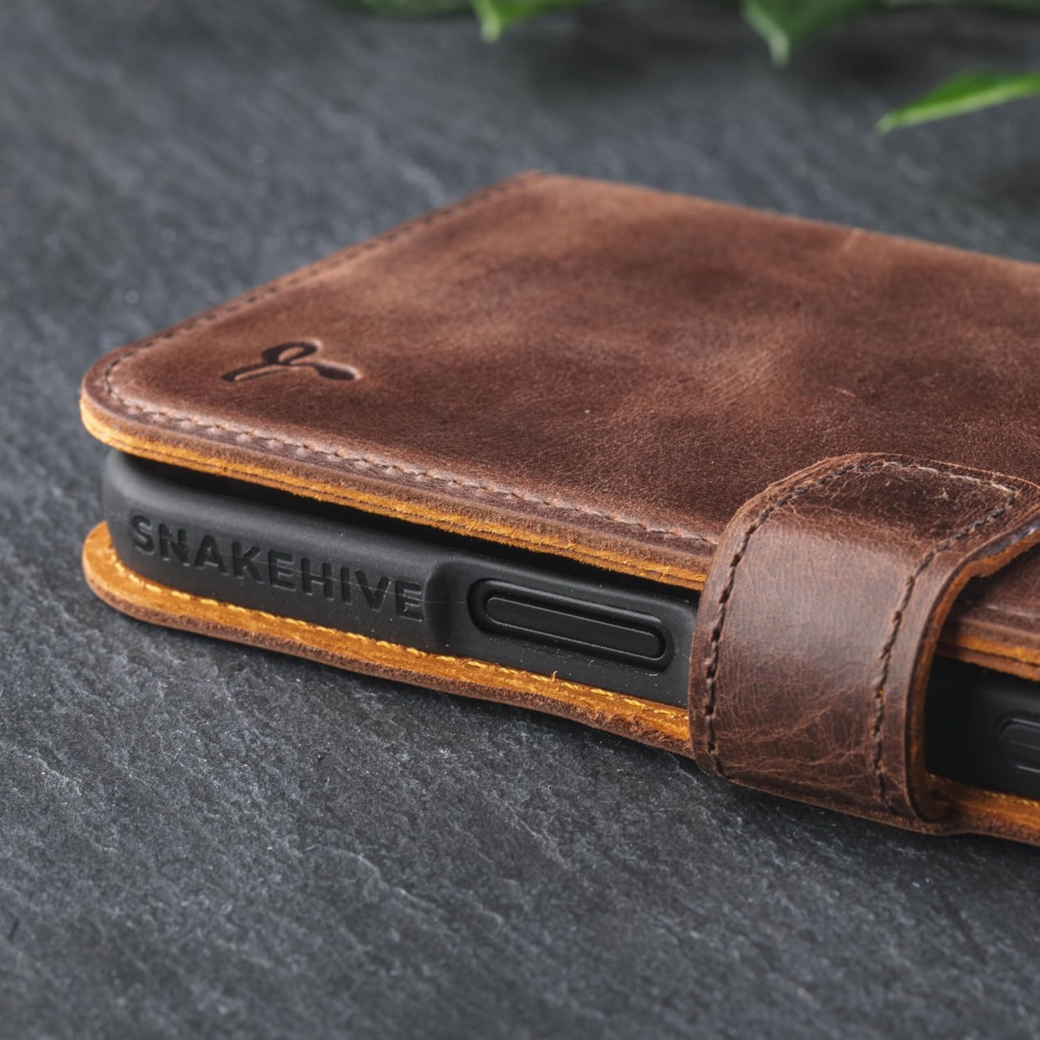 Snakehive Genuine Leather Wallet Case for iPhone Air – Flip Cover with Card Slots & Stand (Brown) - Image 8