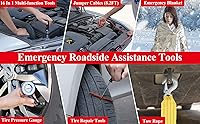 Vista 2 de Upautopía tu socio de emergencia de coche de confianza con cable de refuerzo, kit de primeros auxilios, medidor de presión de neumáticos, desastre