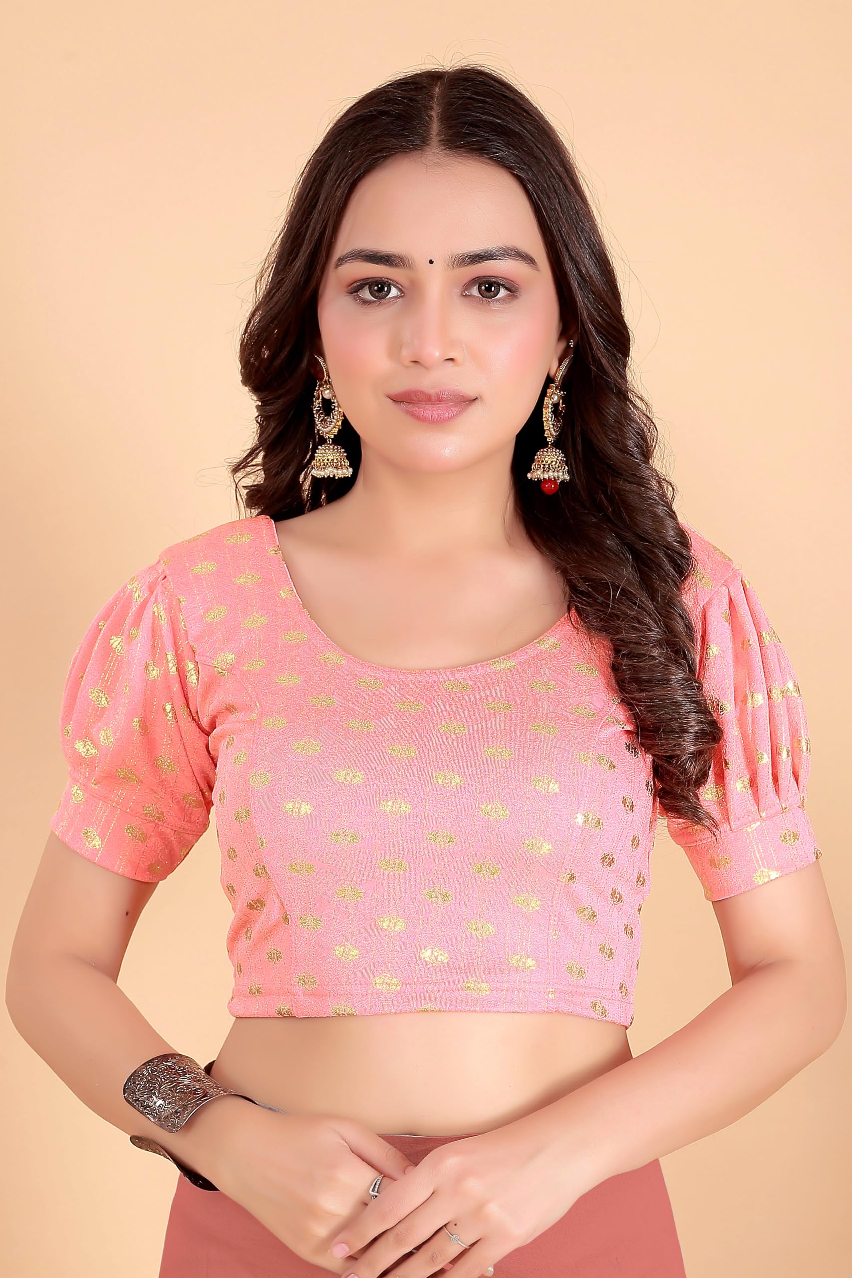 APPERA Gota Patti Readymade Short Sleeve Ethnic Saree Blouse | Round Neck Designer Blouse for Women-image-21