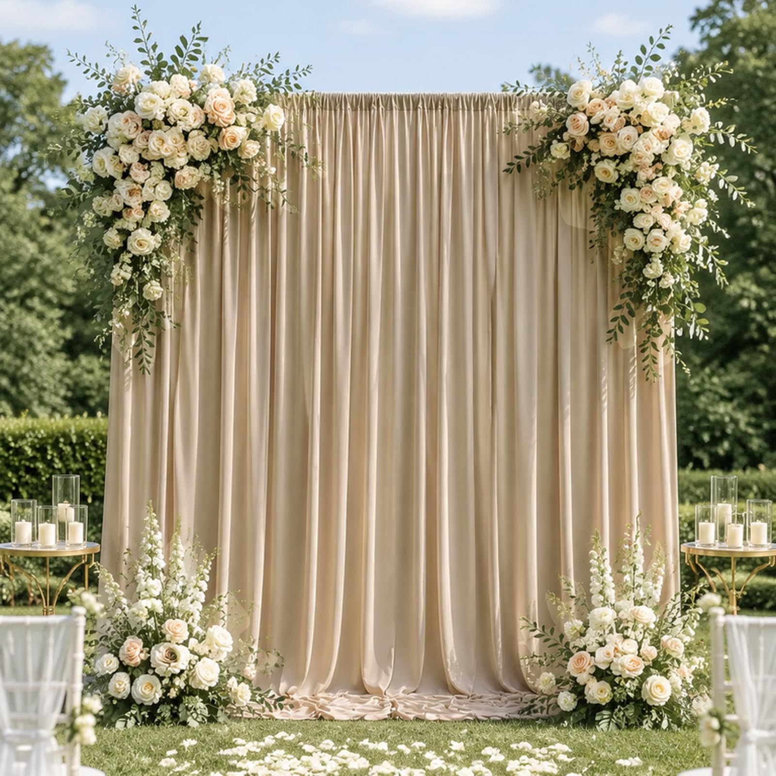 2 tende per sfondo, 150 x 300 cm, in poliestere, senza pieghe, per battesimo, matrimonio, compleanno, laurea, scuola, feste
