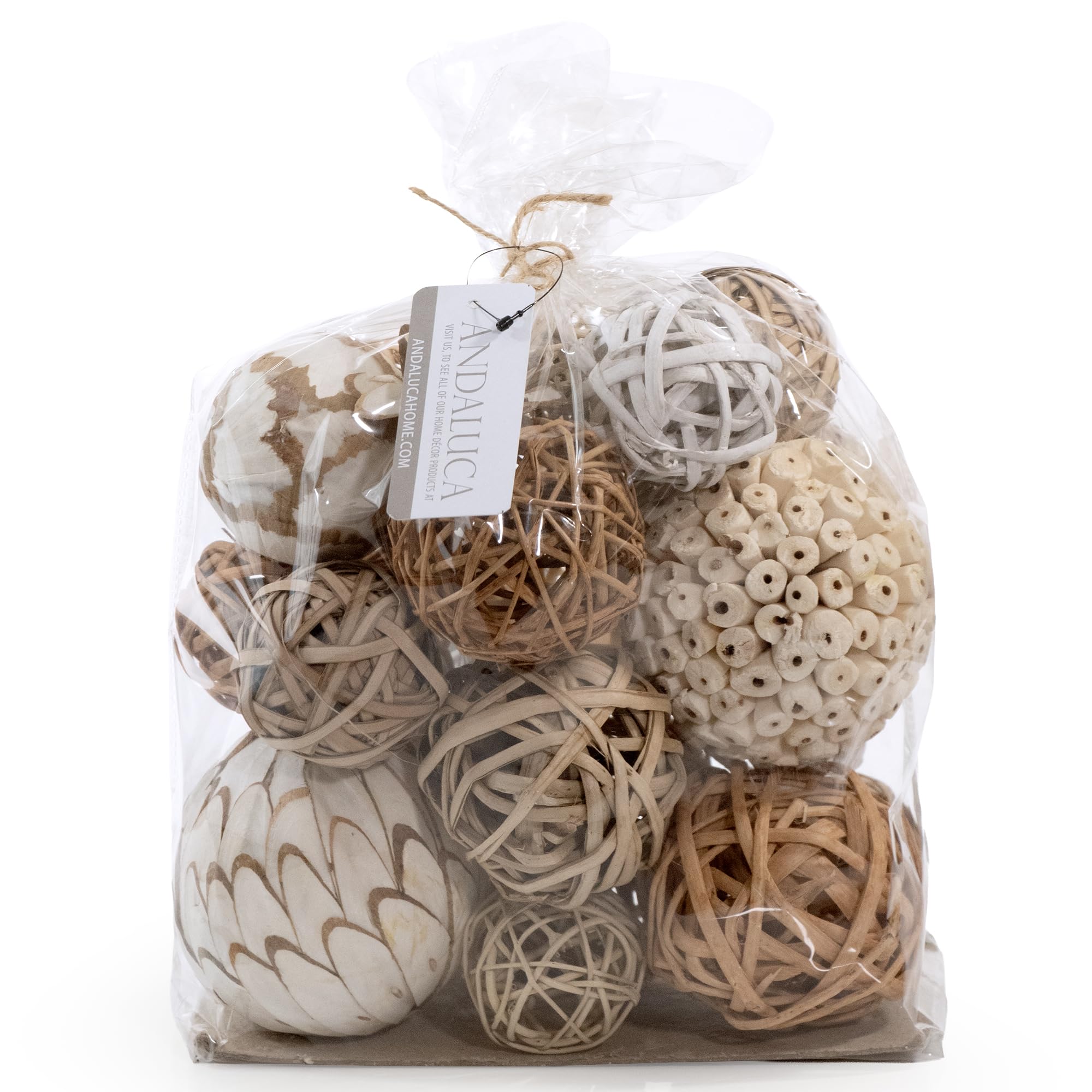 ANDALUCA Large Decorative Vase Filler Bag with Orbs, Balls (Beige)