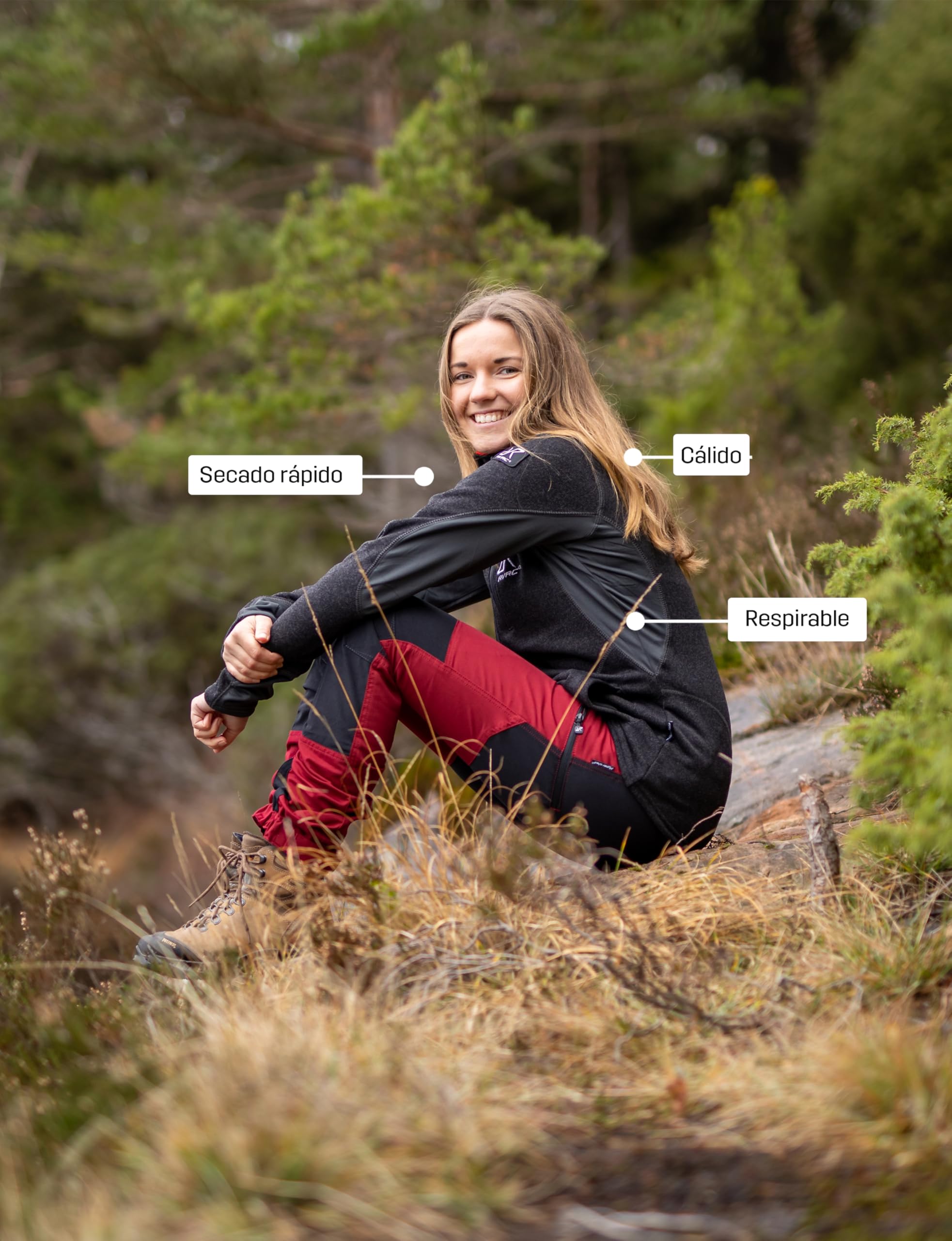 RevolutionRace Fusion Fleece para Mujer, Chaqueta Polar Duradera