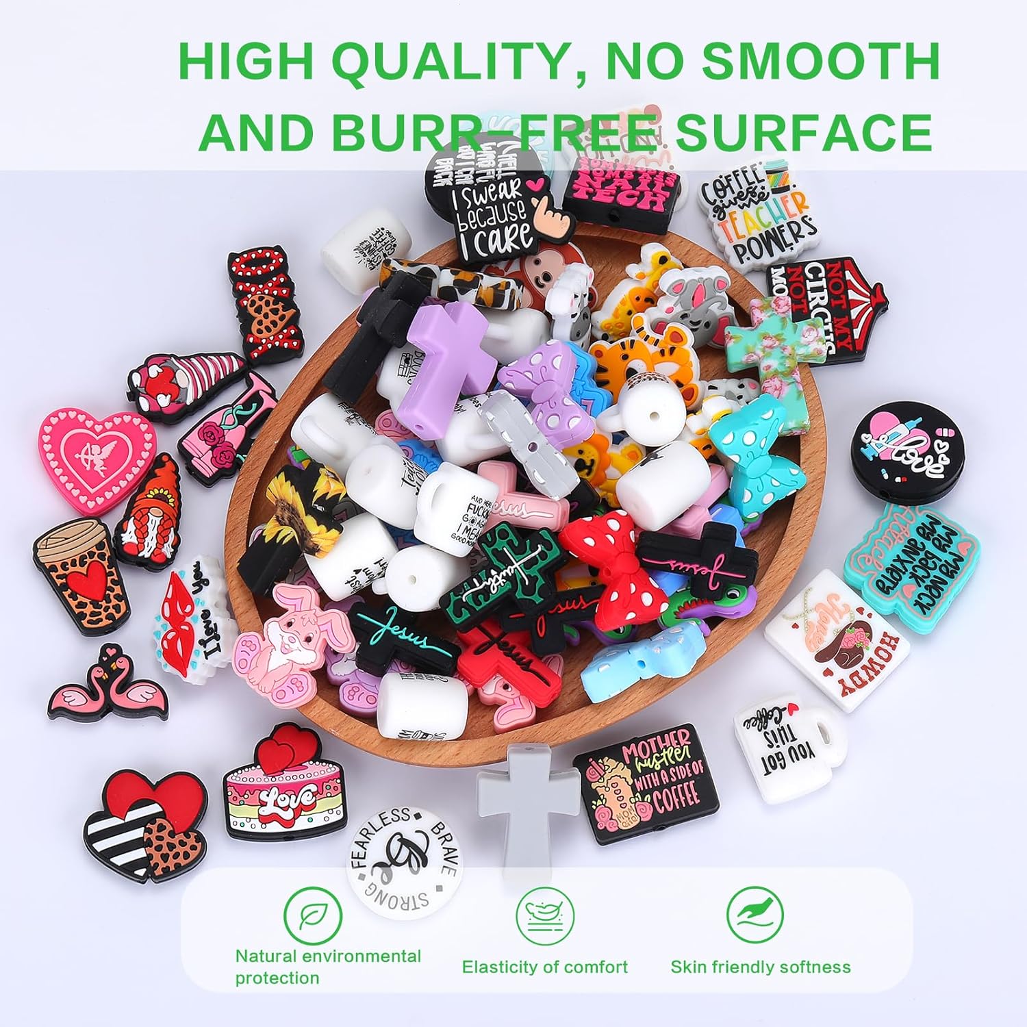 14 pcs Silicone Focal Beads Bulk Valentine's Day Silicone Beads Funny Silicone Beads for Shaped Pens Beads Used for DIY to Make Various Handicrafts Beaded Pen Lanyards Etc(Valentine's Day) - Image 5