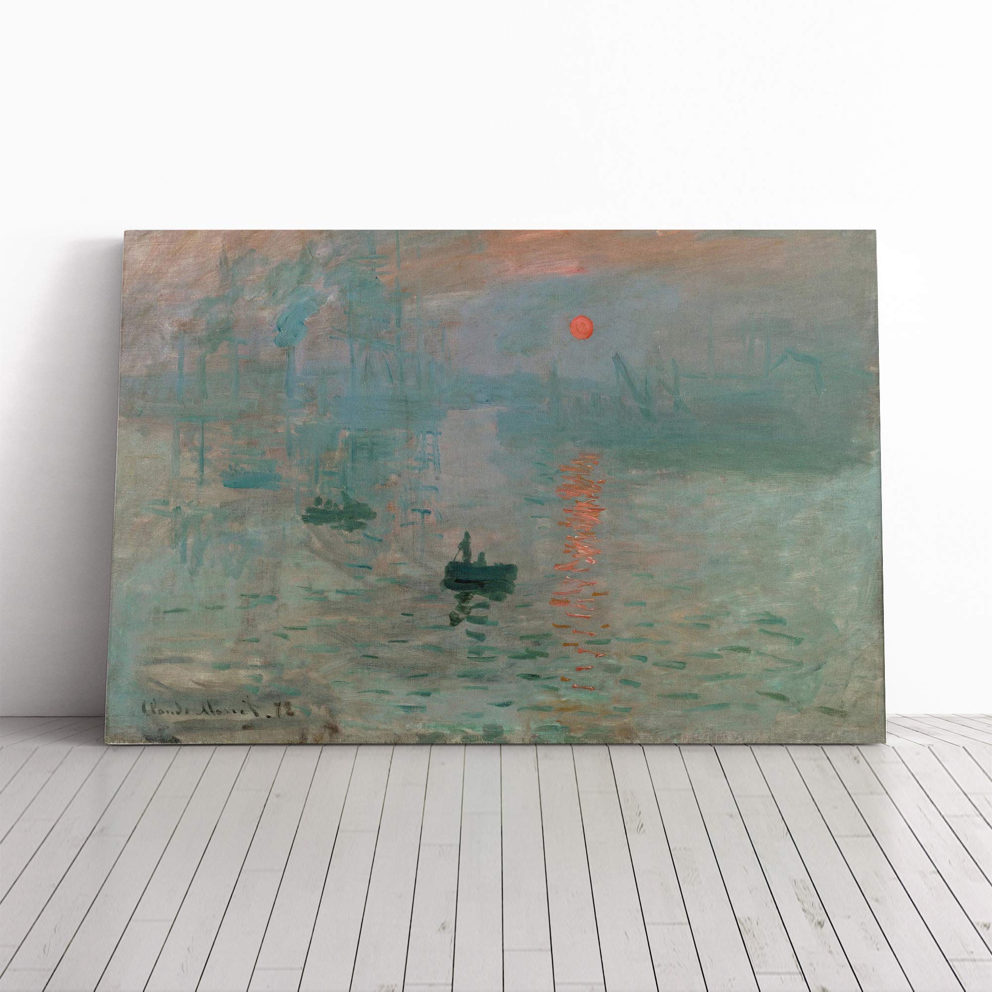 Claude Monet Sunrise Canvas Print | Gallery Wrapped 30mm Frame Wall Art | 30x20 inches | Ready to Hang | Modern Landscape Picture | Living Room Bedroom Lounge Office