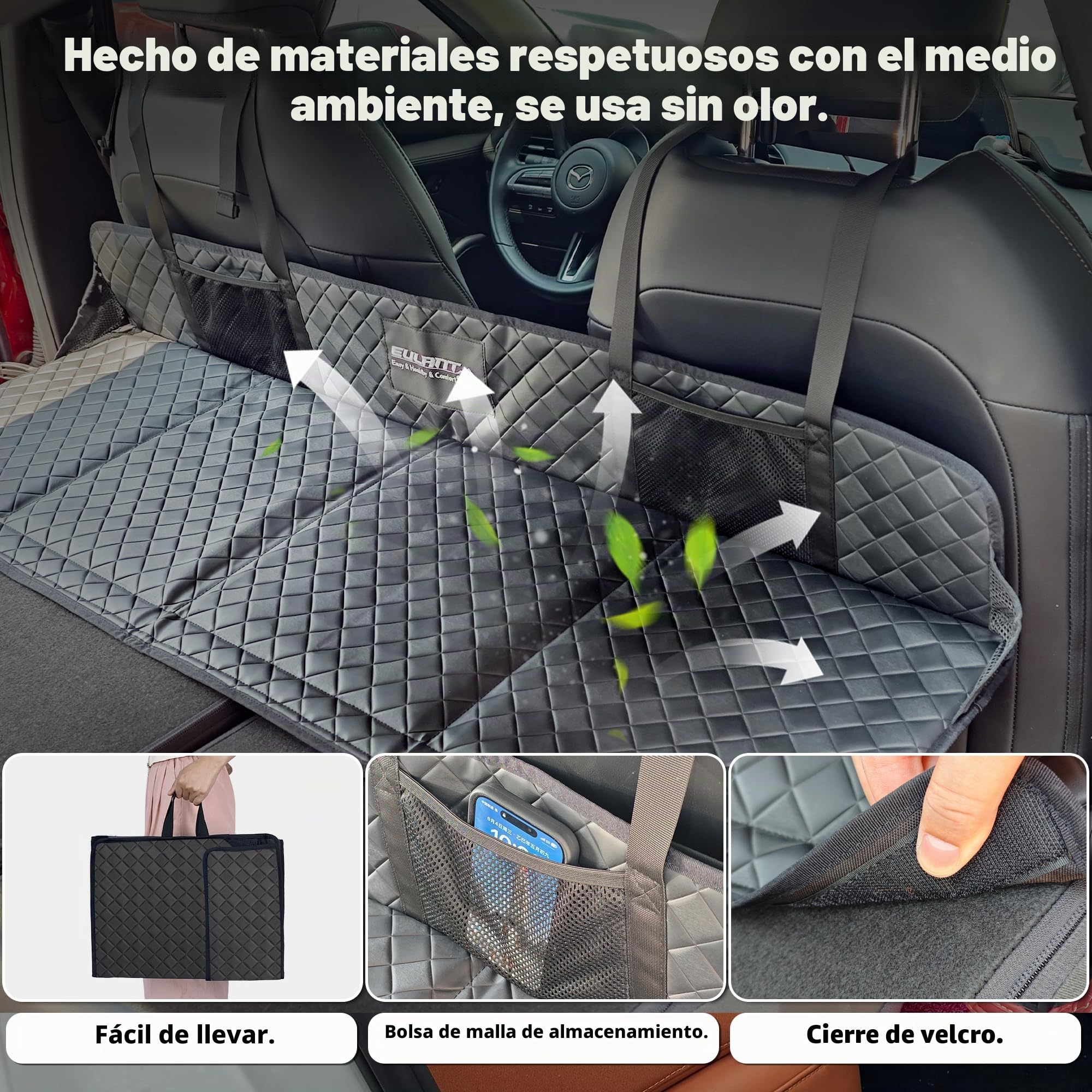 EULANT Extensor de Asiento Trasero de Coche, Soporte de Colchón de Aire de Coche,Alargar el Asiento Trasero Proporciona más Espacio para los Perros,para la Mayoría de Coches/SUV/MPV, Tesla Model Y/3