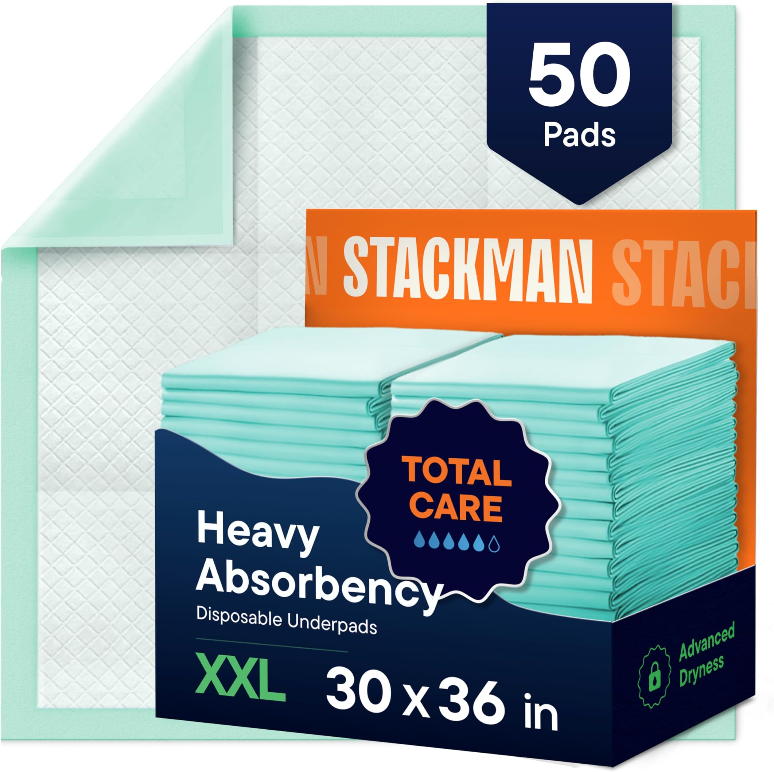 Chucks Pads Disposable 30x36 Underpads [50-Pack] Incontinence Chux Pads Absorbent Fluff Protective Bed Pads - Extra Large Pee Pads for Kids, Adults & Elderly | Leak Proof Puppy Pads for Training - XXL